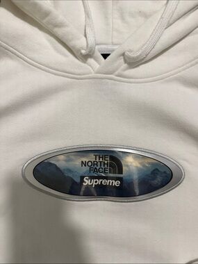 Supreme White Hoodie with Metallic Oval Logo